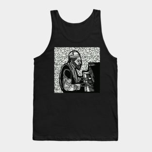 Thelonious Monk Legendary Jazz Piano Player Linotype Art Original Design T-Shirt - Gift for Vinyl Collector, Jazz Fan or Musician Tank Top